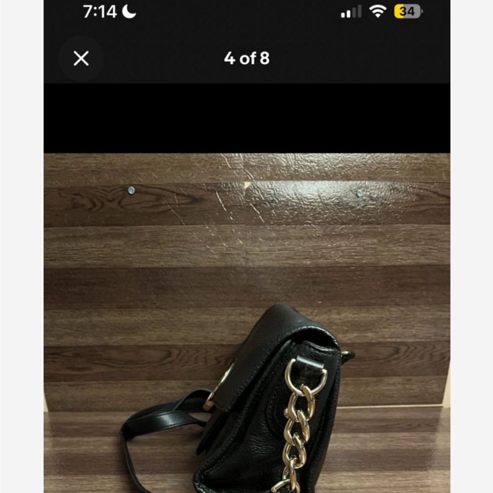 Michael Kors Collection Black Shoulder Bag with Gold Chain